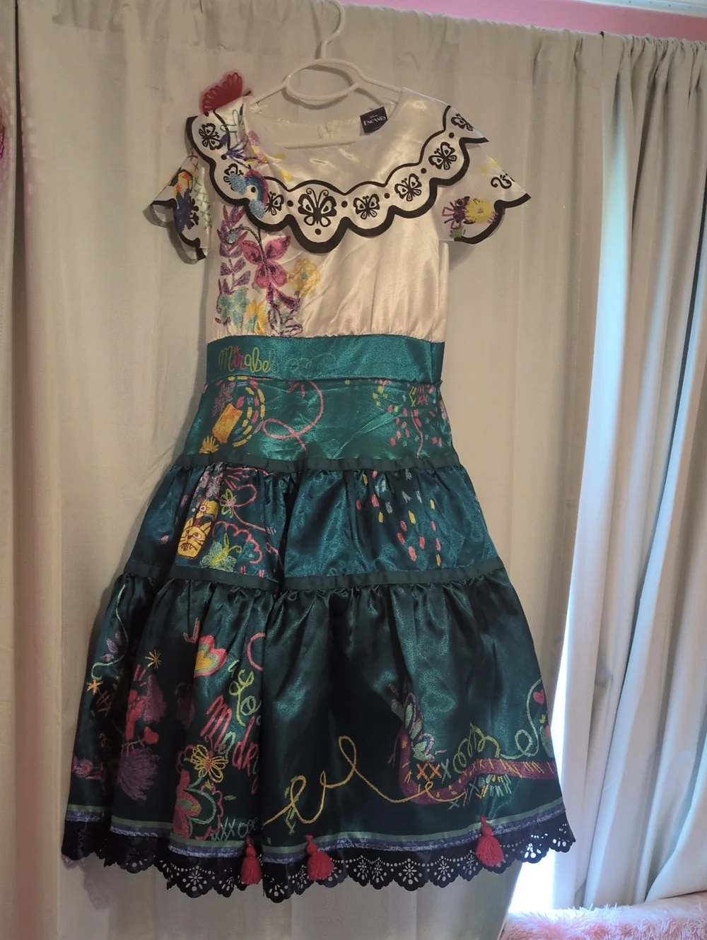Disney Teal, White & Black Mirabel-Style Girls Costume Dress